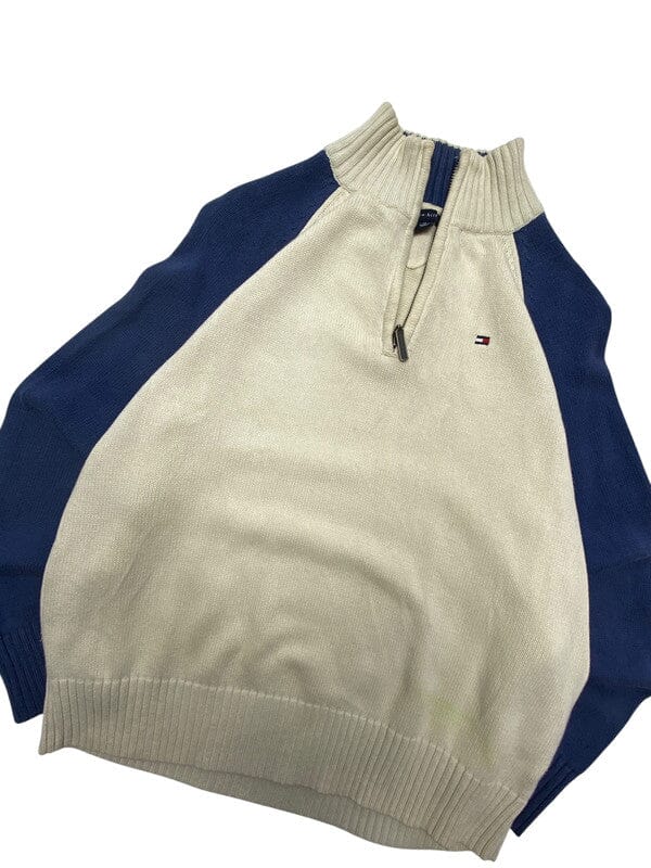 Beige Tommy Hilfiger Half-zip Jumper Women's Medium Northern Pole Vintage Wholesale 