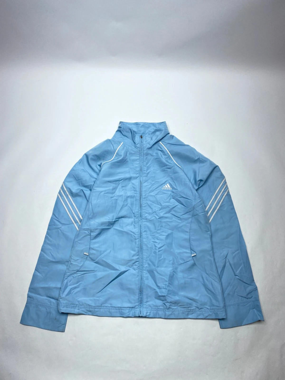 Adidas Light Blue 3-Stripes Windbreaker Jacket