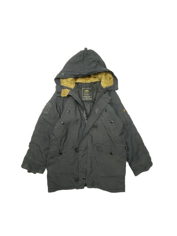 Black Alpha Industries Parka Jacket Women's Medium Northern Pole Vintage Wholesale 