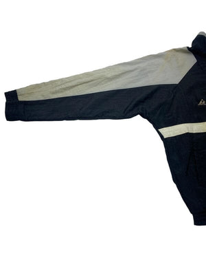 Black and Grey NFL Raiders Jacket Men's Medium Northern Pole Vintage Wholesale 