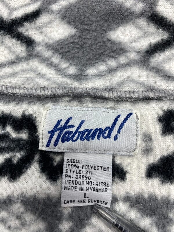 Black and White Fleece Men's Large Northern Pole Vintage Wholesale 