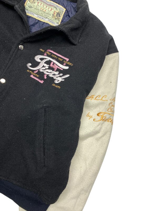 Black Fictif Embroidery Varsity Jacket Men's XL Northern Pole Vintage Wholesale 