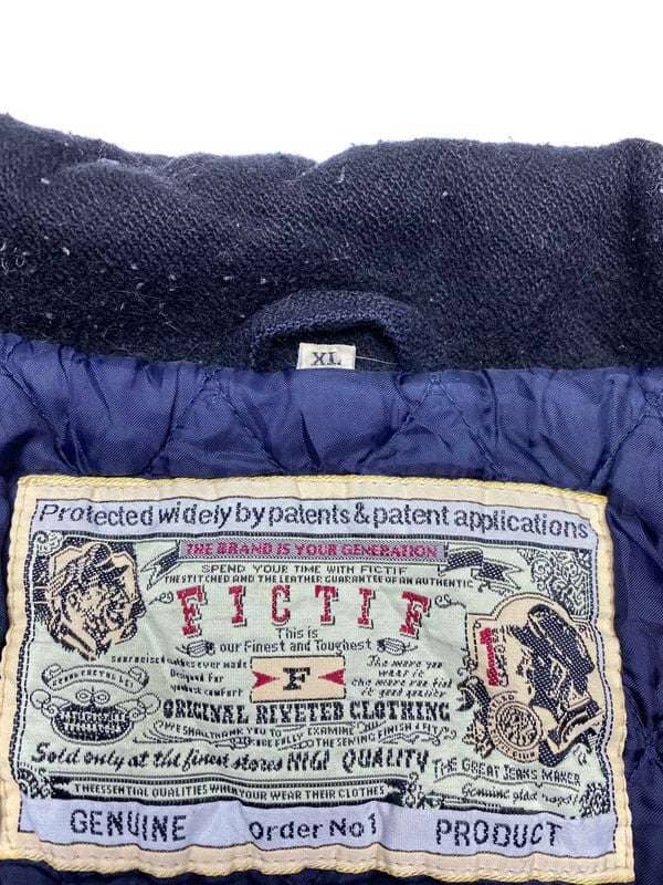 Black Fictif Embroidery Varsity Jacket Men's XL Northern Pole Vintage Wholesale 