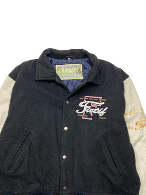 Black Fictif Embroidery Varsity Jacket Men's XL Northern Pole Vintage Wholesale 