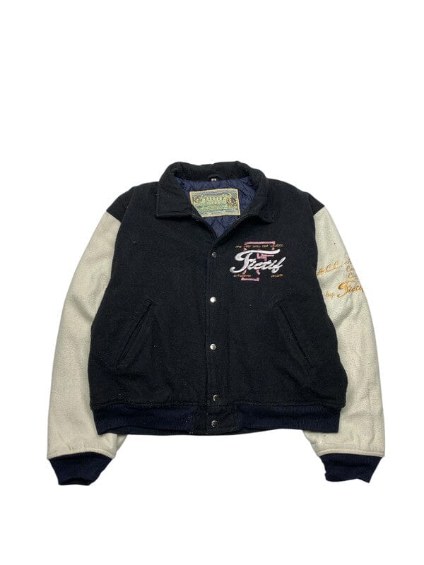 Black Fictif Embroidery Varsity Jacket Men's XL Northern Pole Vintage Wholesale 