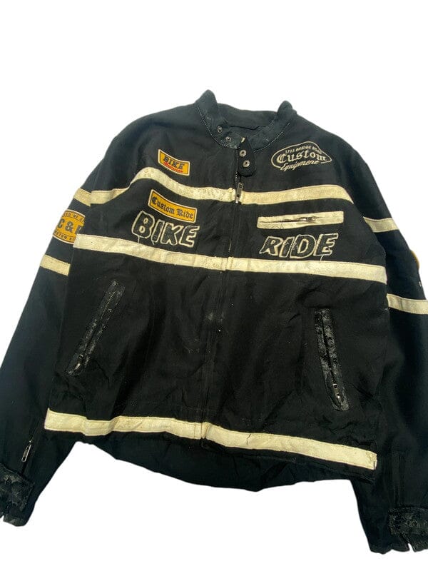 Black FRX.Motor Biker Jacket Men's Medium Northern Pole Vintage Wholesale 
