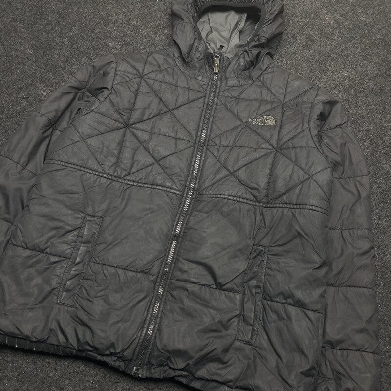 Black-Grey The North Face Reverse Puffer Jacket Men's Small Northern Pole Vintage Wholesale 