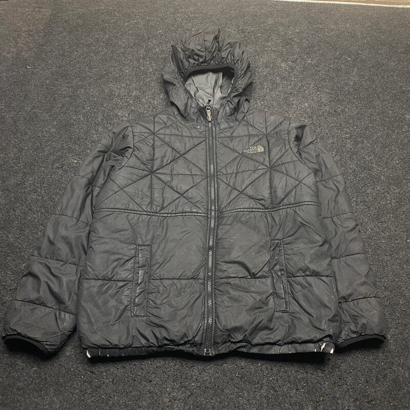 Black-Grey The North Face Reverse Puffer Jacket Men's Small Northern Pole Vintage Wholesale 