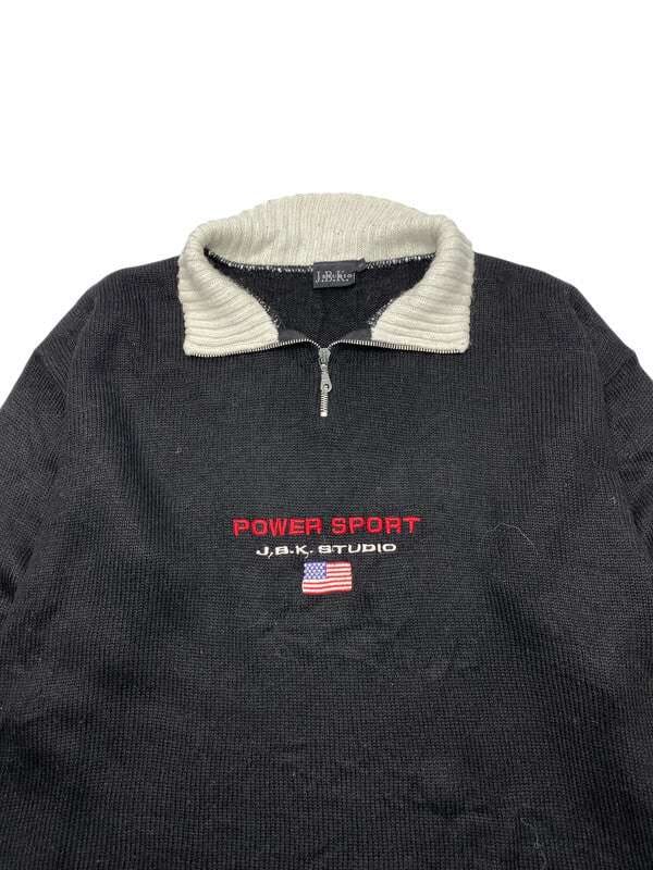 Black J.B.K Studio 1/4 Zip-up Sweater Men's Large Northern Pole Vintage Wholesale 