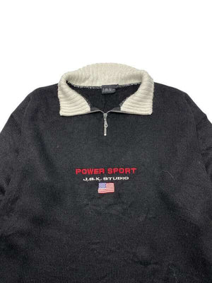 Black J.B.K Studio 1/4 Zip-up Sweater Men's Large Northern Pole Vintage Wholesale 
