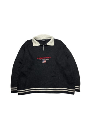 Black J.B.K Studio 1/4 Zip-up Sweater Men's Large Northern Pole Vintage Wholesale 