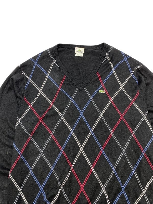 Black Lacoste V-neck Jumper Men's XL Northern Pole Vintage Wholesale 