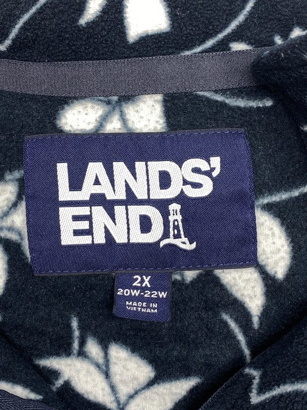 Black Lands' End Pattern Fleece Jacket Men's XXL Northern Pole Vintage Wholesale 