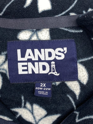 Black Lands' End Pattern Fleece Jacket Men's XXL Northern Pole Vintage Wholesale 