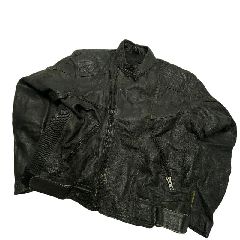 Black Leather Biker Jacket Men's Large L·Good·List without brand Northern Pole Vintage Wholesale 