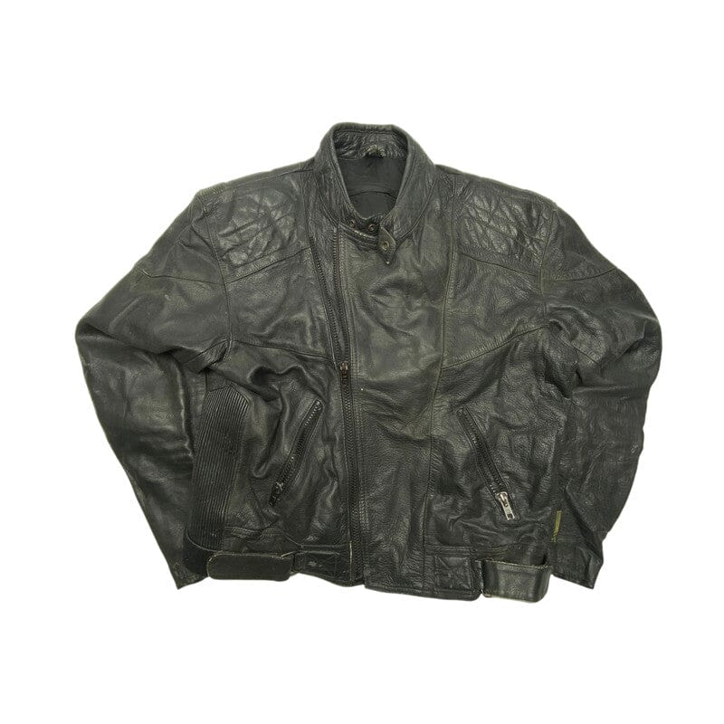 Black Leather Biker Jacket Men's Large L·Good·List without brand Northern Pole Vintage Wholesale 
