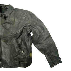 Black Leather Biker Jacket Men's Large L·Good·List without brand Northern Pole Vintage Wholesale 