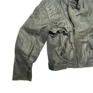 Black Leather Biker Jacket Men's Large L·Good·List without brand Northern Pole Vintage Wholesale 