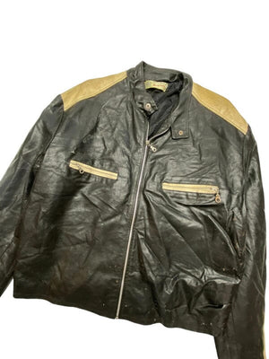 Black leather biker jacket men's medium Northern Pole Vintage Wholesale 