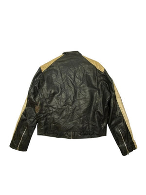 Black leather biker jacket men's medium Northern Pole Vintage Wholesale 