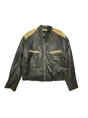 Black leather biker jacket men's medium Northern Pole Vintage Wholesale 