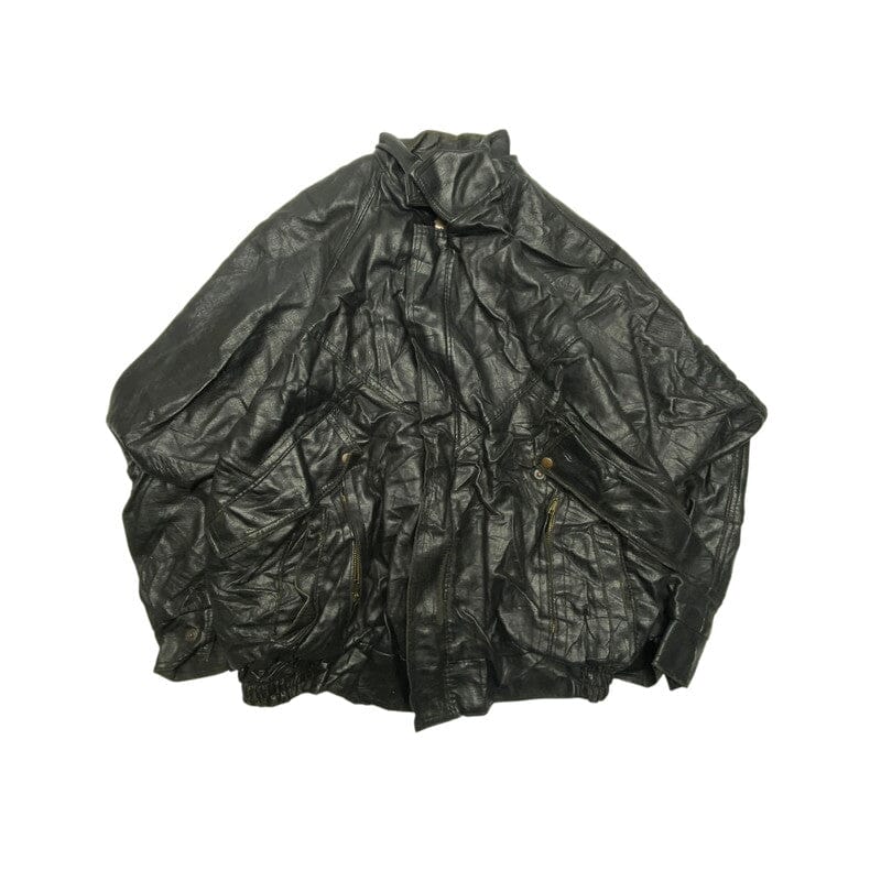 Black Leather Bomber Jacket Men's Large Northern Pole Vintage Wholesale 