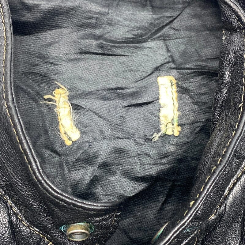 Black Leather Bomber Jacket Men's Large Northern Pole Vintage Wholesale 