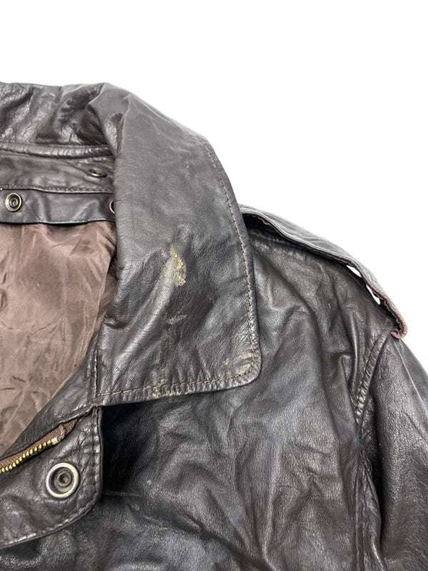 Black Leather Bomber Jacket Men's Medium Northern Pole Vintage Wholesale 