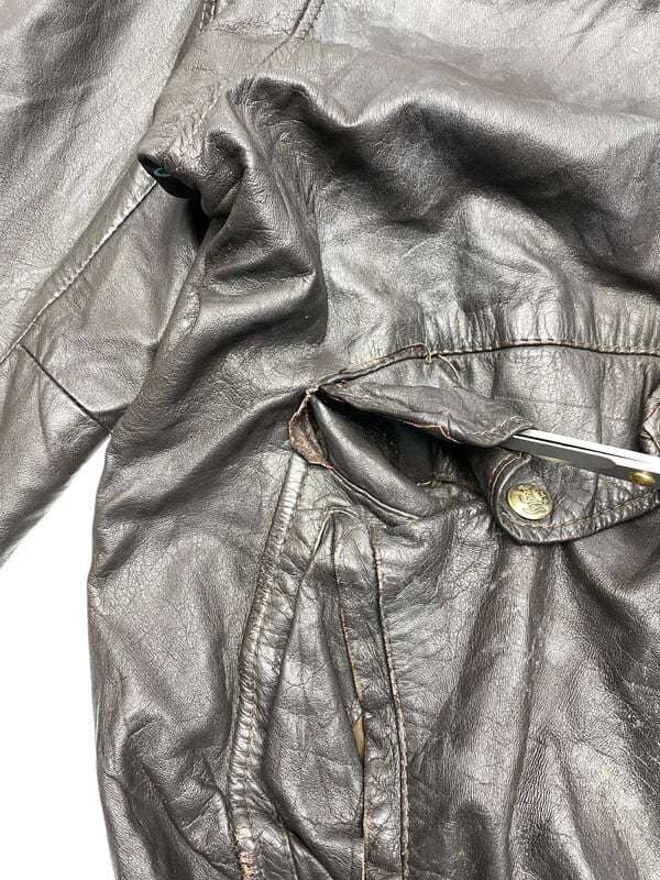 Black Leather Bomber Jacket Men's Medium Northern Pole Vintage Wholesale 