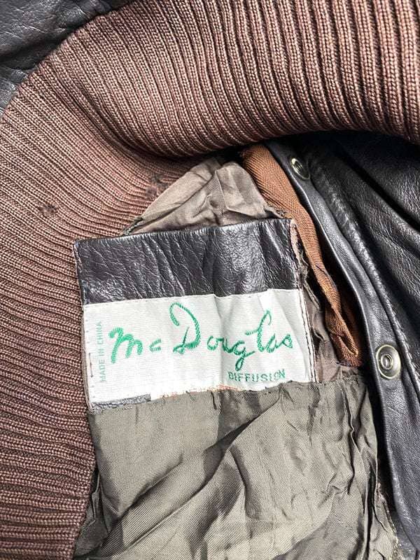 Black Leather Bomber Jacket Men's Medium Northern Pole Vintage Wholesale 