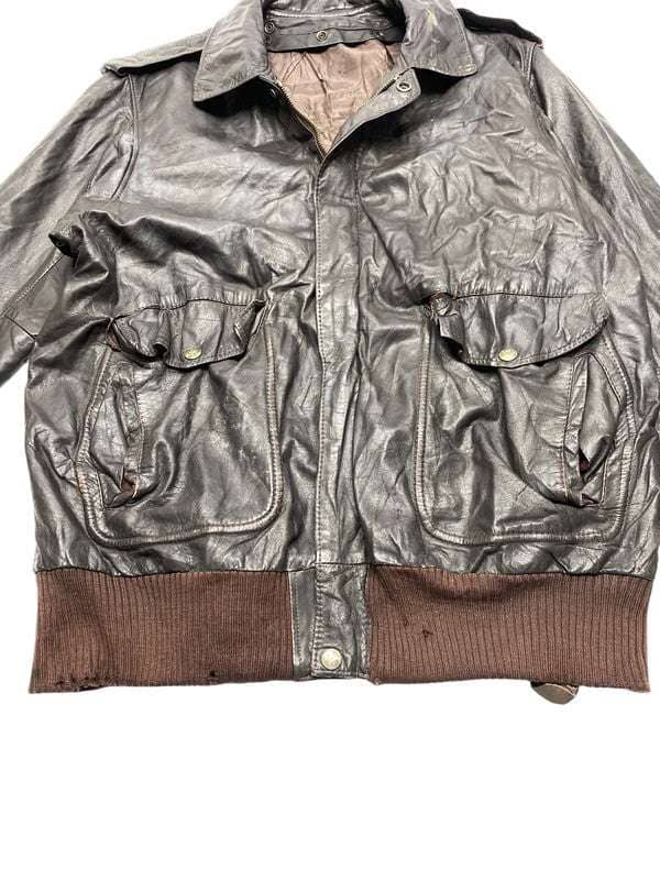 Black Leather Bomber Jacket Men's Medium Northern Pole Vintage Wholesale 