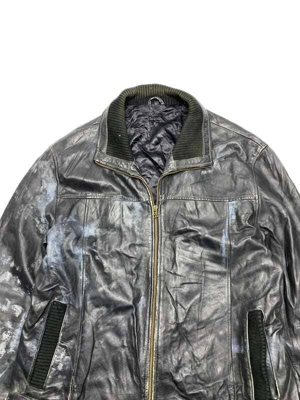Black Leather Flyer Bomber Jacket Women's XL Northern Pole Vintage Wholesale 