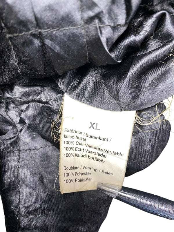 Black Leather Flyer Bomber Jacket Women's XL Northern Pole Vintage Wholesale 