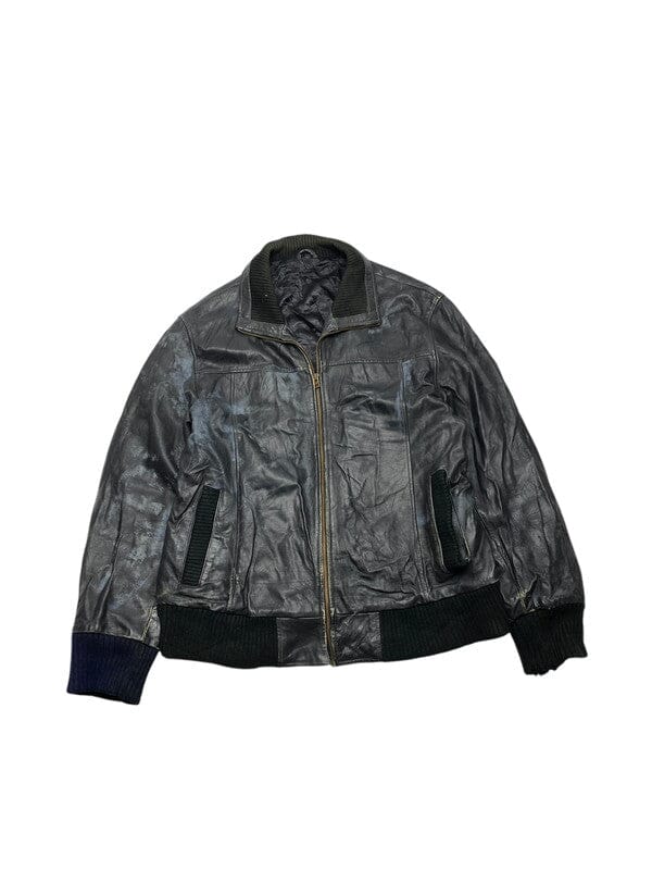 Black Leather Flyer Bomber Jacket Women's XL Northern Pole Vintage Wholesale 