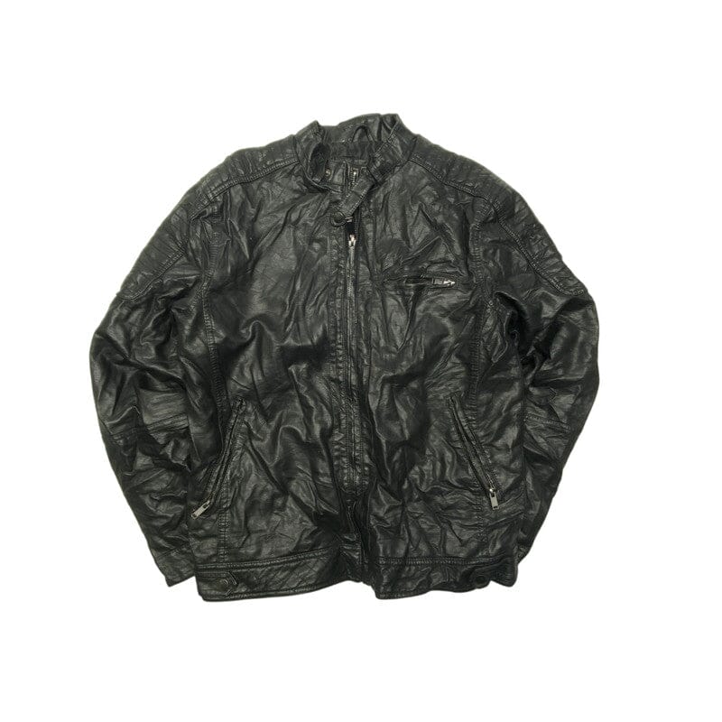 Black Leather Jacket Men's Large Northern Pole Vintage Wholesale 