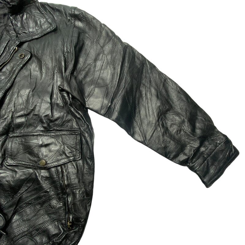 Black Leather Jacket Men's Large Northern Pole Vintage Wholesale 