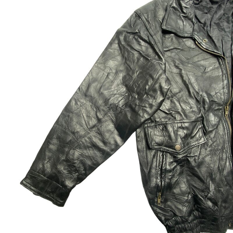 Black Leather Jacket Men's Large Northern Pole Vintage Wholesale 