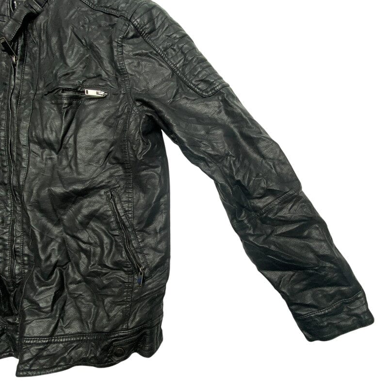 Black Leather Jacket Men's Large Northern Pole Vintage Wholesale 