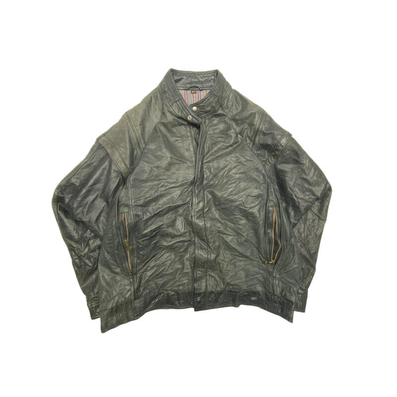 Black Leather Jacket Men's Large Northern Pole Vintage Wholesale 