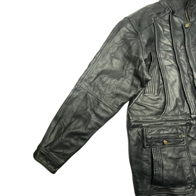 Black Leather Jacket Men's XL Northern Pole Vintage Wholesale 