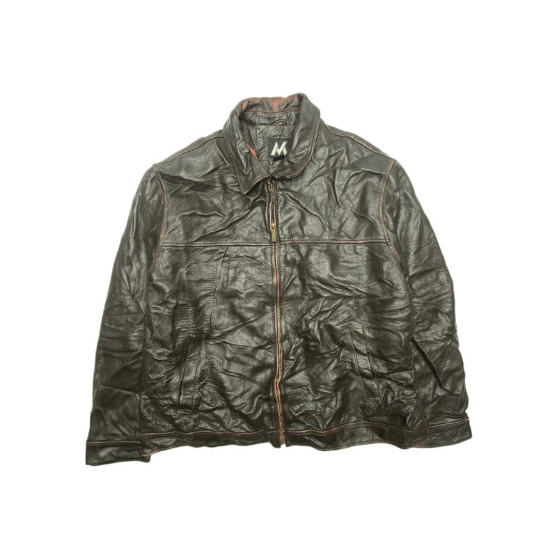 Black Leather Jacket Men's XL Northern Pole Vintage Wholesale 