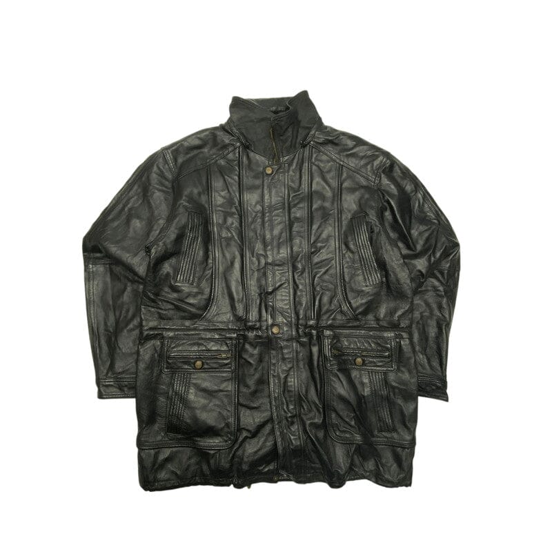 Black Leather Jacket Men's XL Northern Pole Vintage Wholesale 