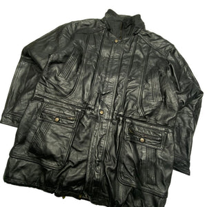 Black Leather Jacket Men's XL Northern Pole Vintage Wholesale 