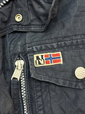 Black Napapijri Workwear Jacket Men's Small Northern Pole Vintage Wholesale 