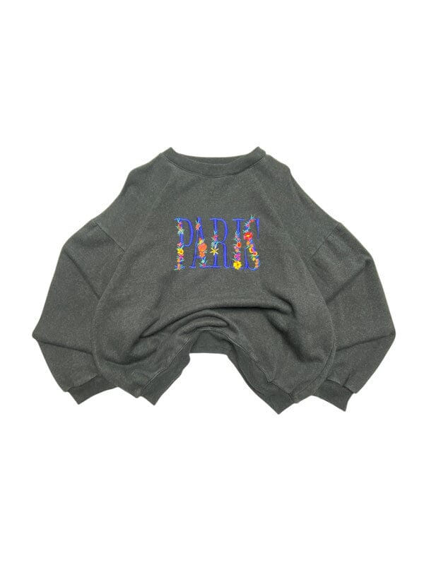 Black Paris Embroidery Sweatshirt Men's Large Northern Pole Vintage Wholesale 