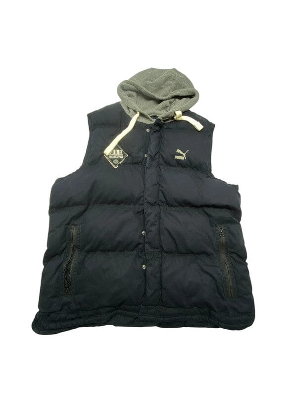 Black Puma Hooded Puffer Gilet Men's XXL Northern Pole Vintage Wholesale 