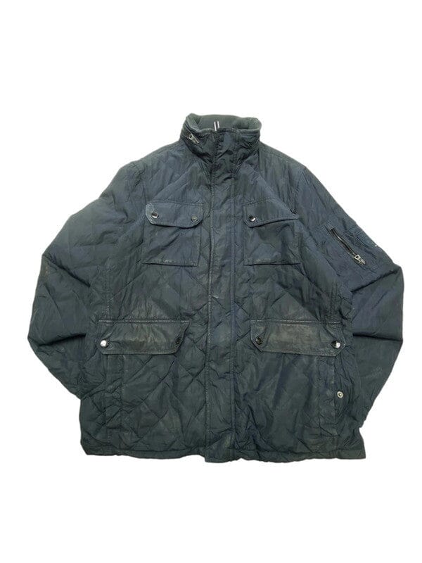 Black tommy hilfiger quilted jacket men's medium Northern Pole Vintage Wholesale 