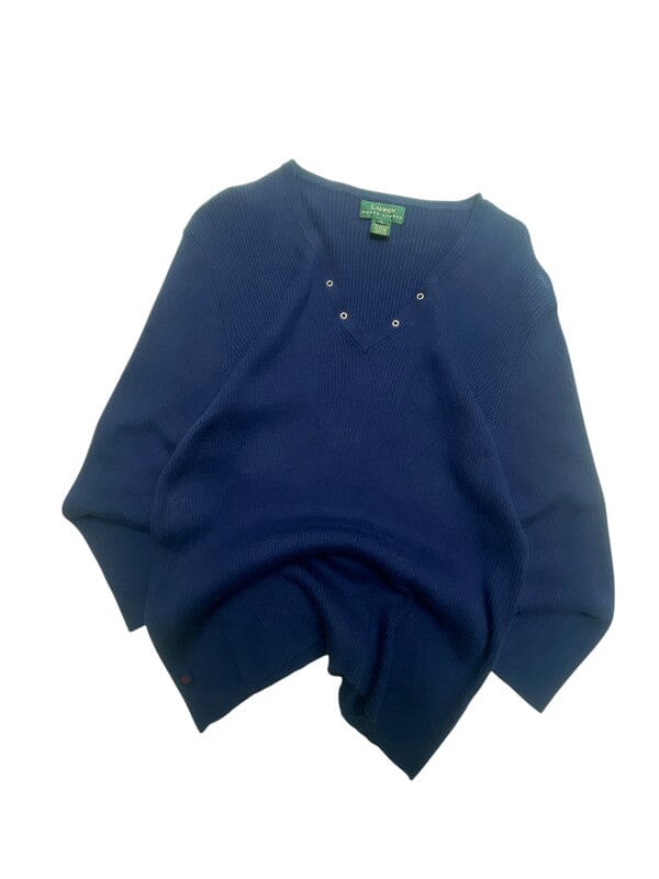 Blue Ralph Lauren V-neck Knitwear Jumper Women's Large Northern Pole Vintage Wholesale 