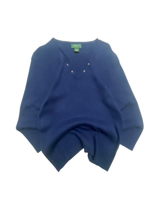 Blue Ralph Lauren V-neck Knitwear Jumper Women's Large Northern Pole Vintage Wholesale 