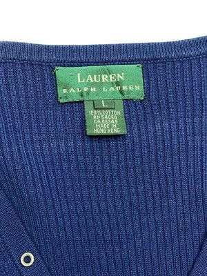 Blue Ralph Lauren V-neck Knitwear Jumper Women's Large Northern Pole Vintage Wholesale 